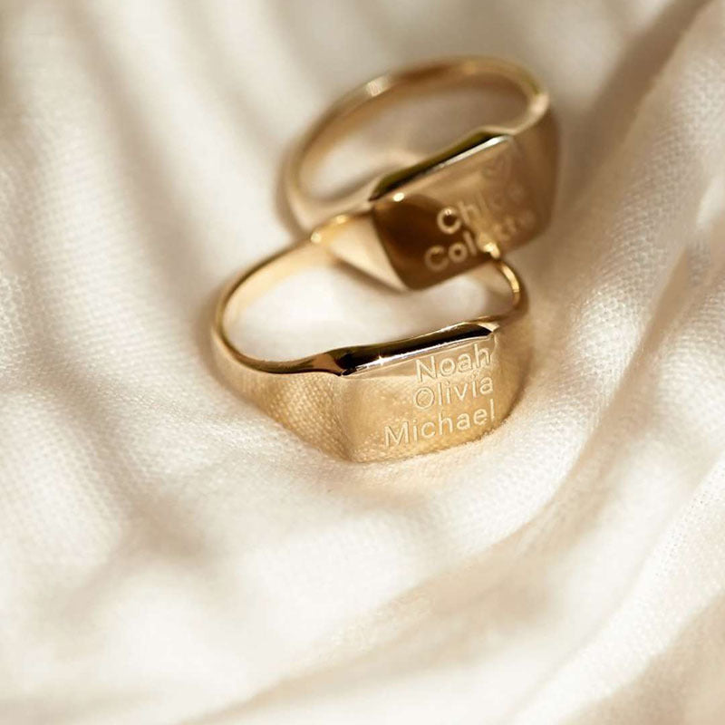 New Gold Plated Personalized Engraving Name Ring