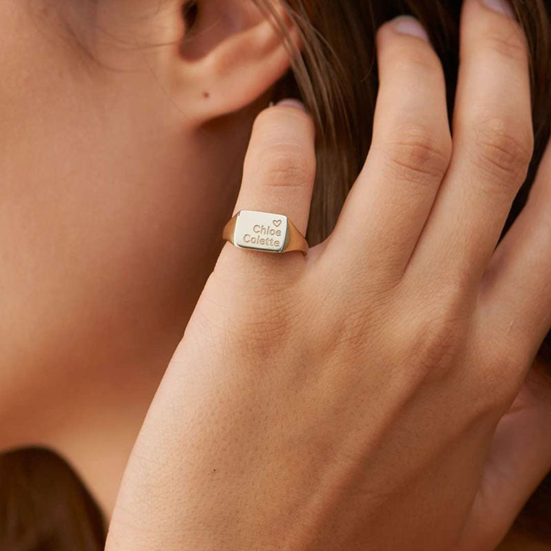 New Gold Plated Personalized Engraving Name Ring