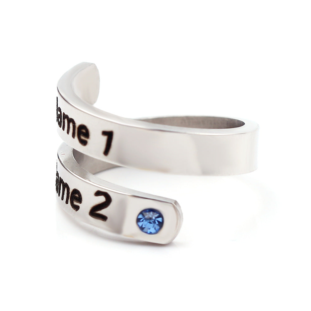 Elegant adjustable custom birthstone name ring