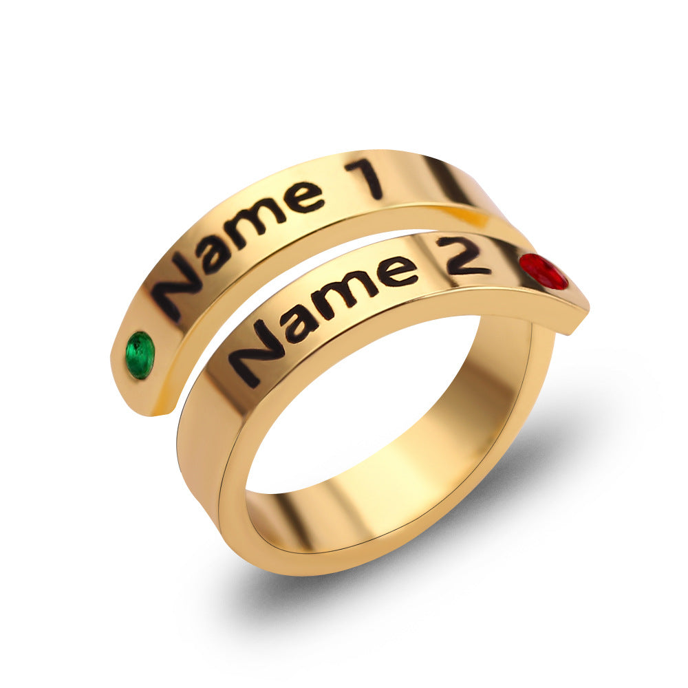Elegant adjustable custom birthstone name ring