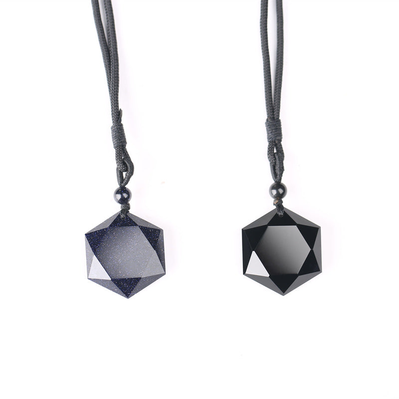 Medivh-Natural Stone Black Obsidian Pendant Healing Necklace