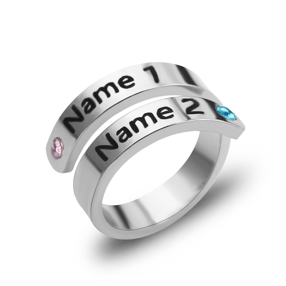Elegant adjustable custom birthstone name ring