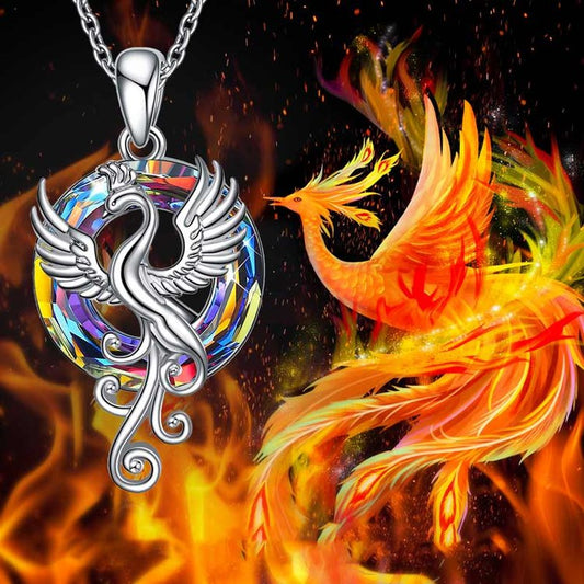 For Self - S925 The Fire inside Me Burns Brighter than the Fire around Me Flying Phoenix necklace