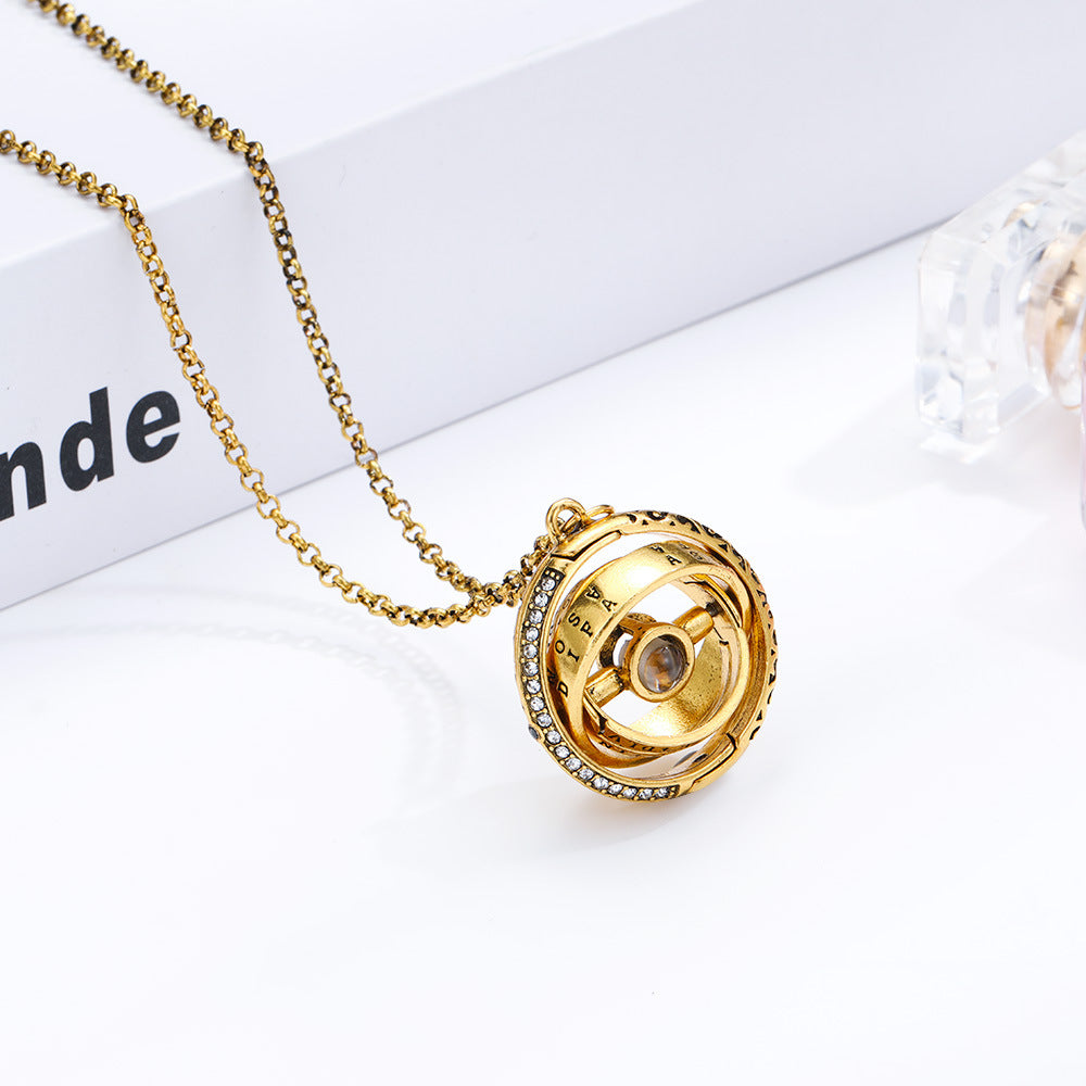 Openable Astronomical Ball Projection Necklace 100 Language I Love You Pendant Necklace