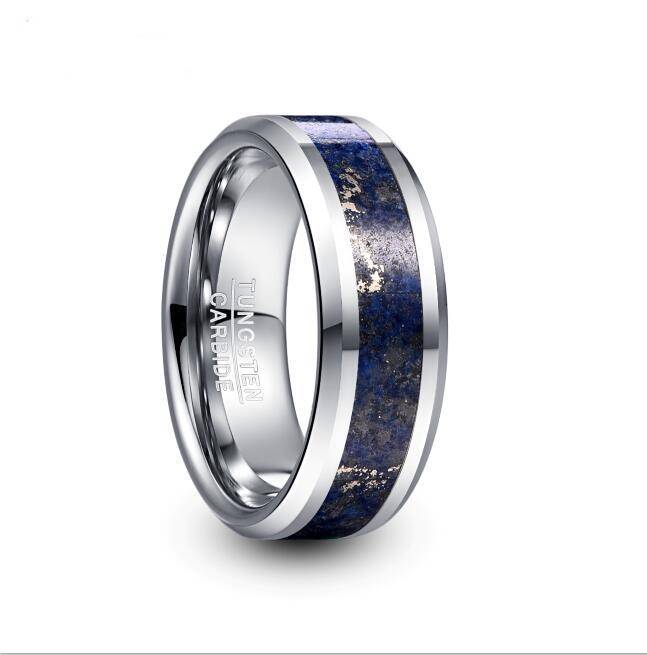 8MM Lapis Gemstone Tungsten Carbide Men's Ring