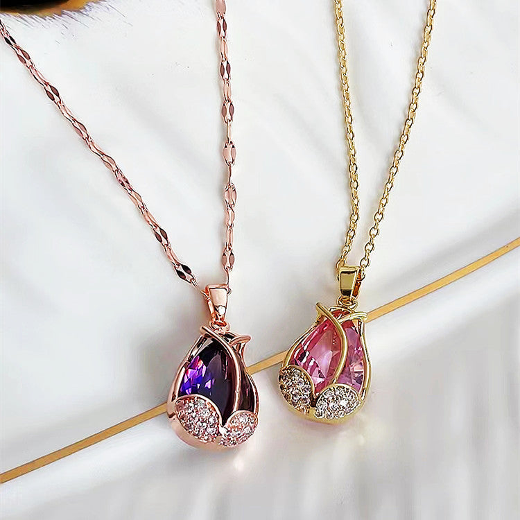 New Rose Gold Tulip Necklace