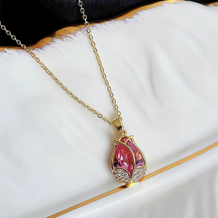 New Rose Gold Tulip Necklace