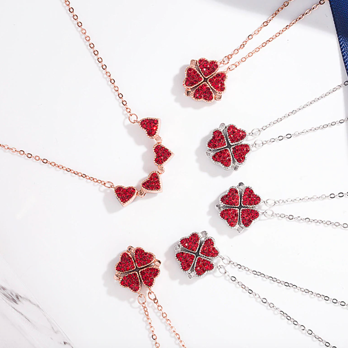 Magic Lucky Four Leaf Clover Necklace(Rose Gift Box Included)