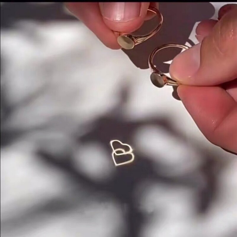Black Technology Diffraction Projection Love Sterling Silver Couple Ring