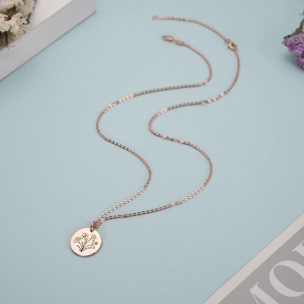 Personalized Birth Month Flower Bouquet Necklace