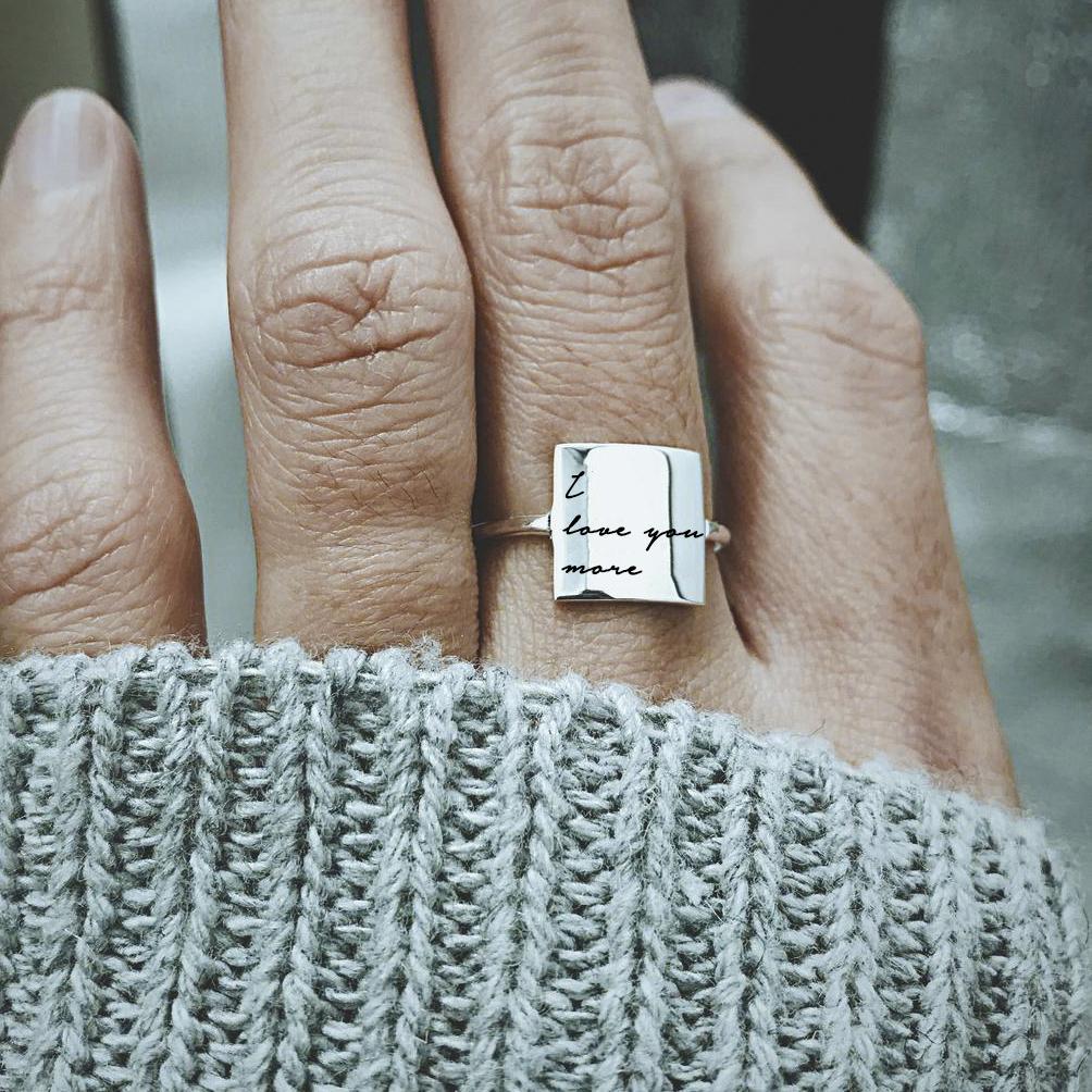 Sterling Silver Personalized Inspirational Ring I Am Enough Ring Choose Joy Ring I Love You More Ring