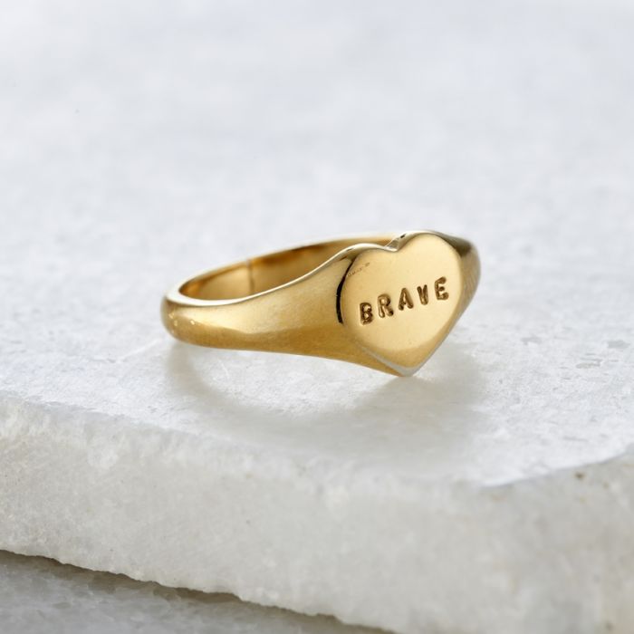 Personalised Handstamped Heart Signet Ring