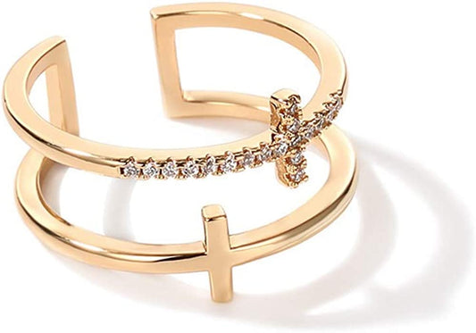 Simple Fashion Double Cross Split Ring