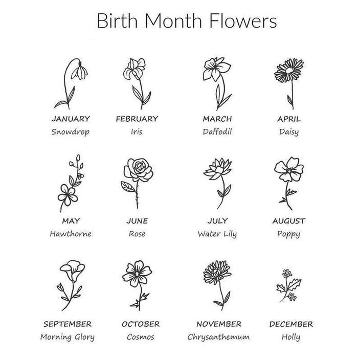Sterling Silver Birth Month Flower Ring Custom Personalized Gift For Her