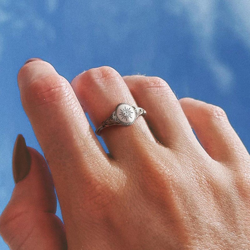 925 Sterling Silver Sun Ring Gift For Nature Lovers Birth Month Flower Ring