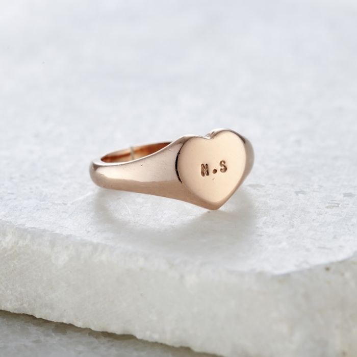 Personalised Handstamped Heart Signet Ring