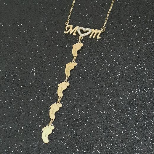 Mother's Day Gift Baby Feet And Mom Necklace