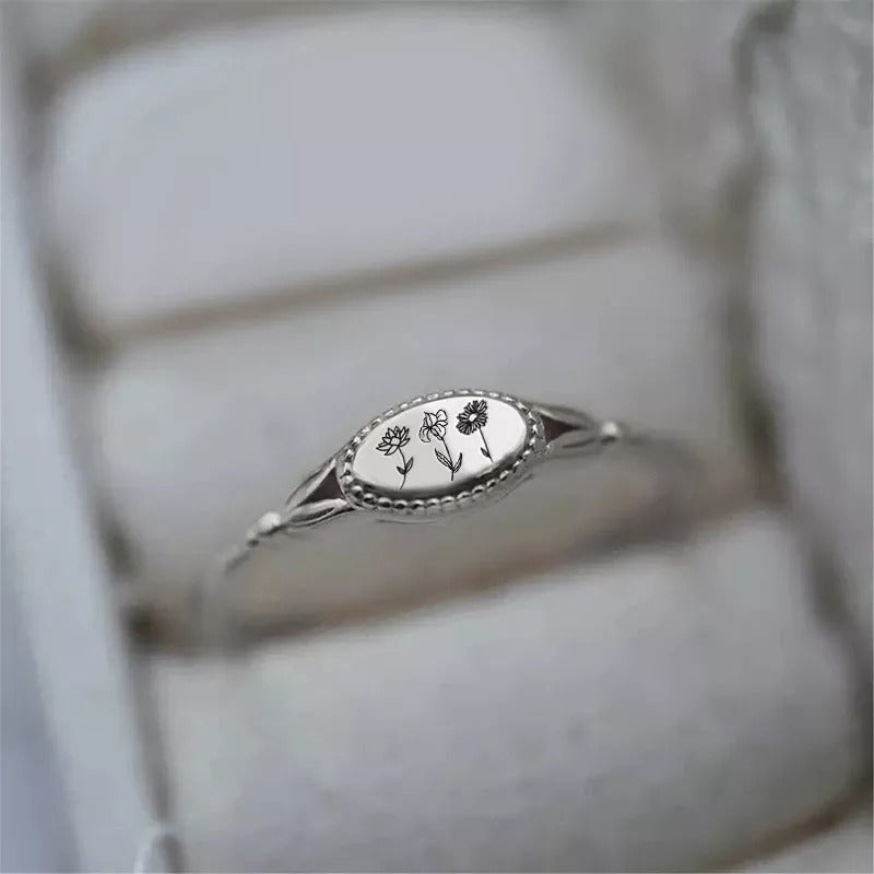 Personalized Birth Month Flower Ring