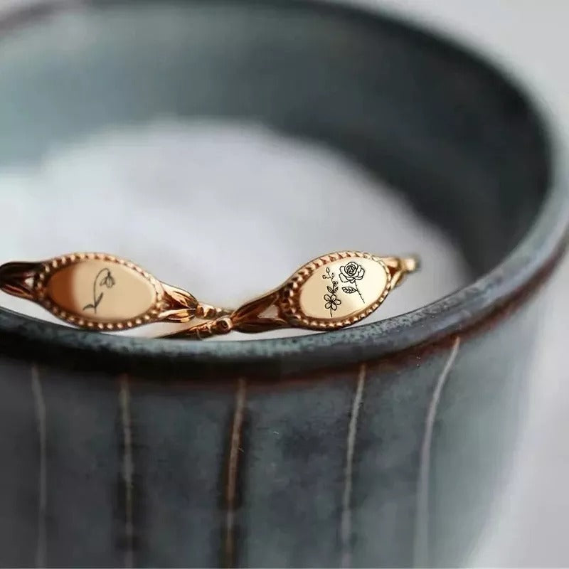 Personalized Birth Month Flower Ring