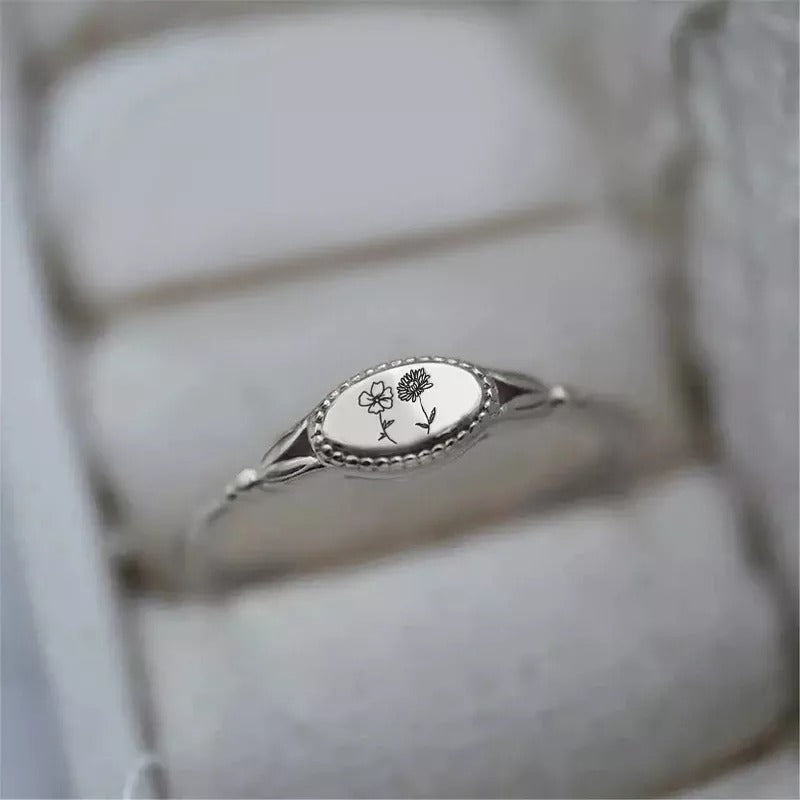 Personalized Birth Month Flower Ring