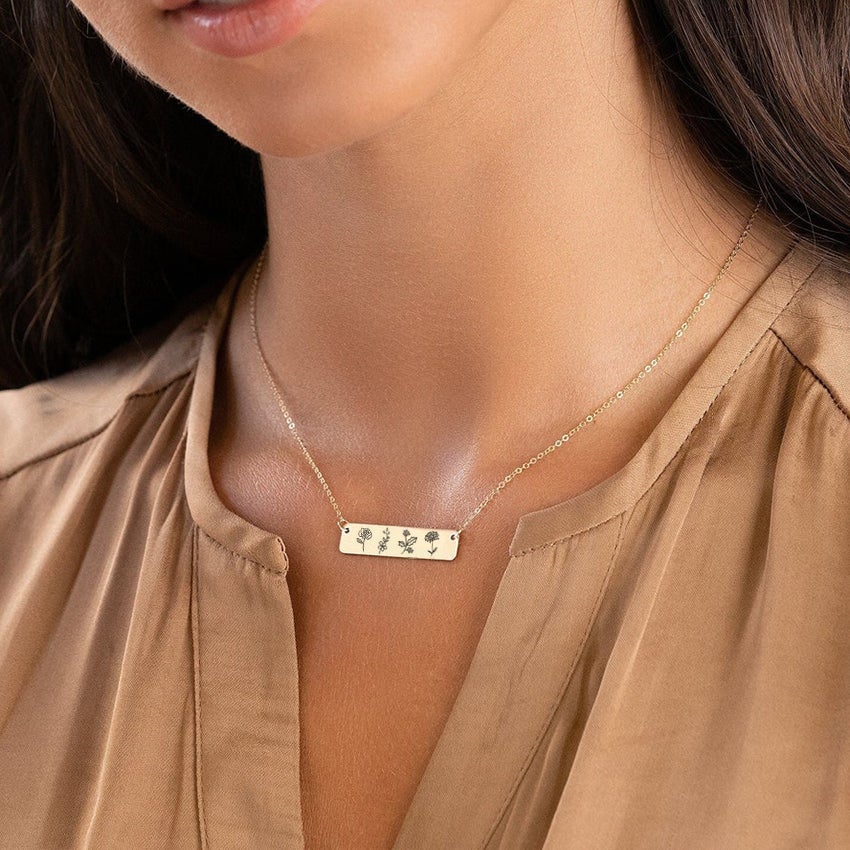 Personalized 1-6 Birth Month Flowers Necklace Mother Gift