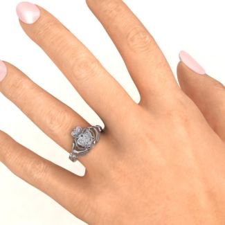 Sterling Silver Caged Hearts Celtic Claddagh Mother's Ring