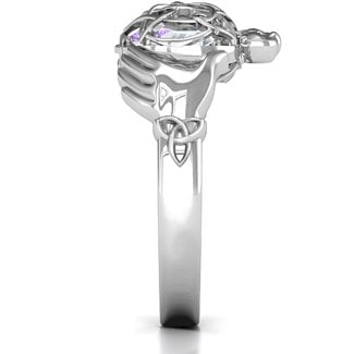 Sterling Silver Caged Hearts Celtic Claddagh Mother's Ring