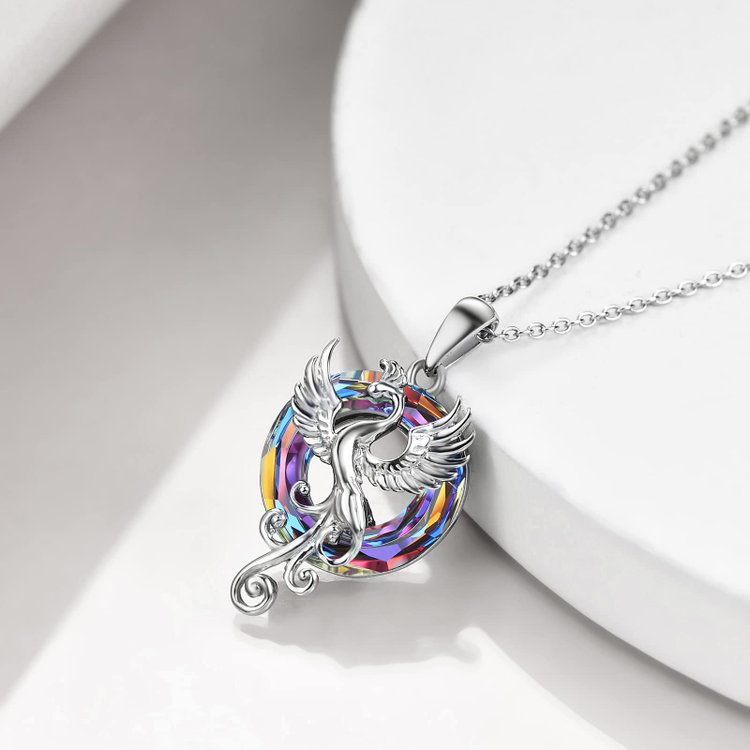 For Self - S925 The Fire inside Me Burns Brighter than the Fire around Me Flying Phoenix necklace