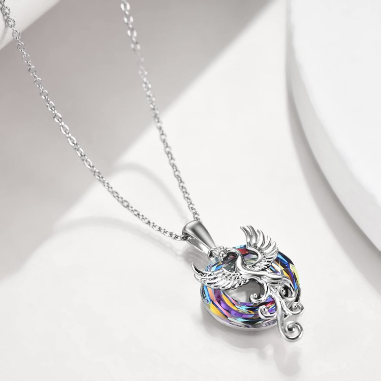 For Self - S925 The Fire inside Me Burns Brighter than the Fire around Me Flying Phoenix necklace