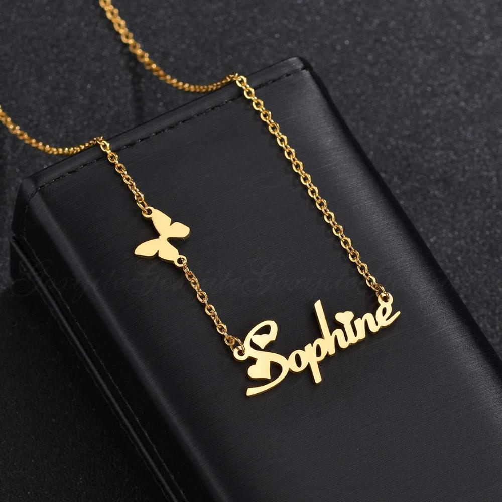 Fashion Custom Engraved Name Necklace With Butterfly