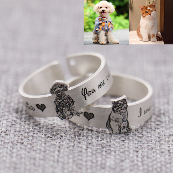 Sterling Silver Pet Photo Engraved Ring