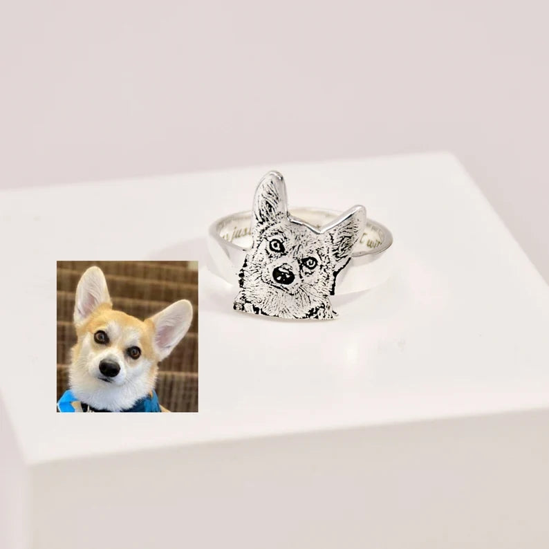 Sterling Silver Pet Photo Engraved Ring