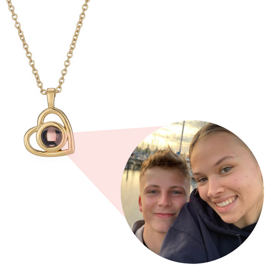 Personalised photo projection heart necklace