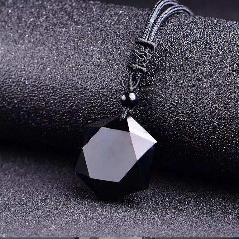 Medivh-Natural Stone Black Obsidian Pendant Healing Necklace