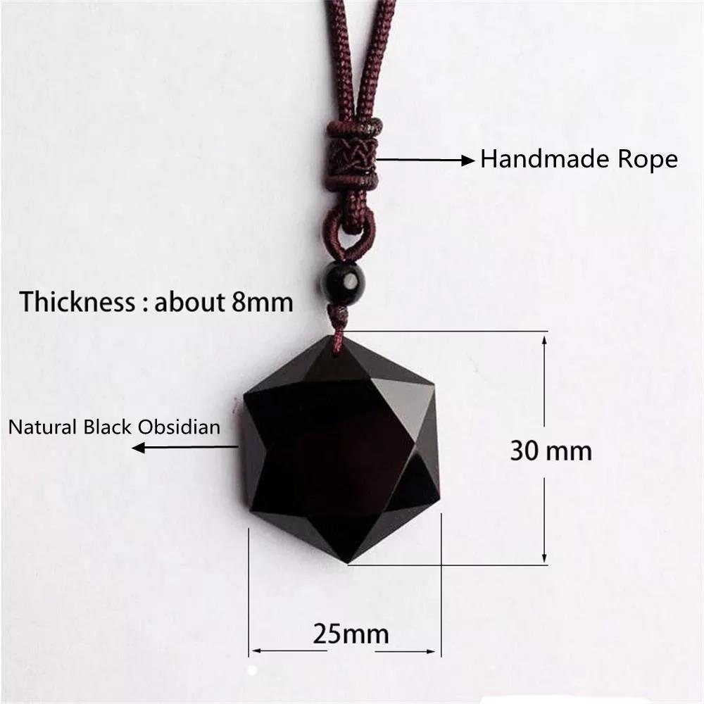 Medivh-Natural Stone Black Obsidian Pendant Healing Necklace