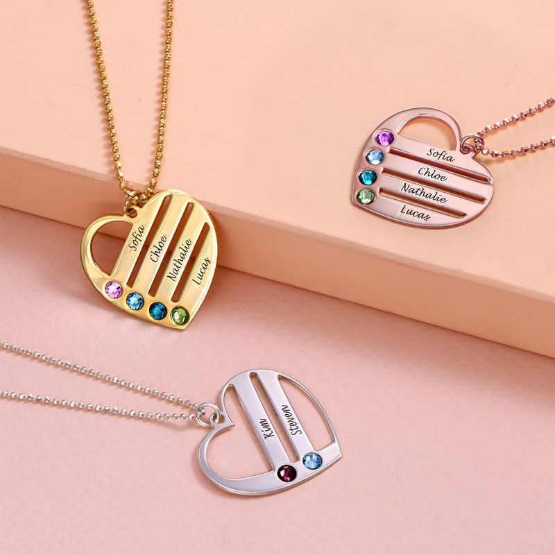 Moonstone heart jewelry with engraved names
