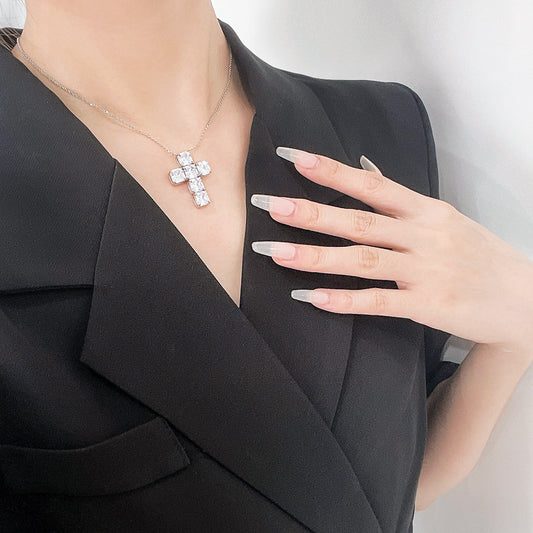 925 Silver Cross Pendant 3 Carat Diamonds