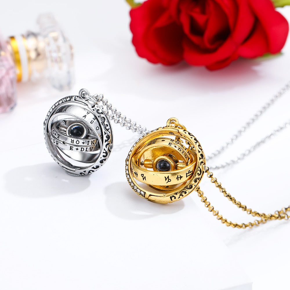 Openable Astronomical Ball Projection Necklace 100 Language I Love You Pendant Necklace