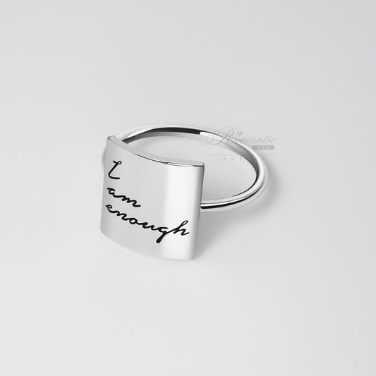 Sterling Silver Personalized Inspirational Ring I Am Enough Ring Choose Joy Ring I Love You More Ring