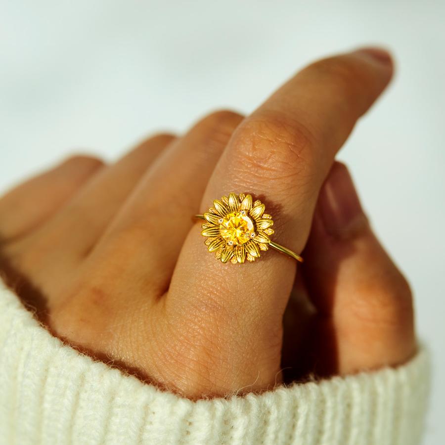 Personalized I Would Change the World for You Sunflower Ring