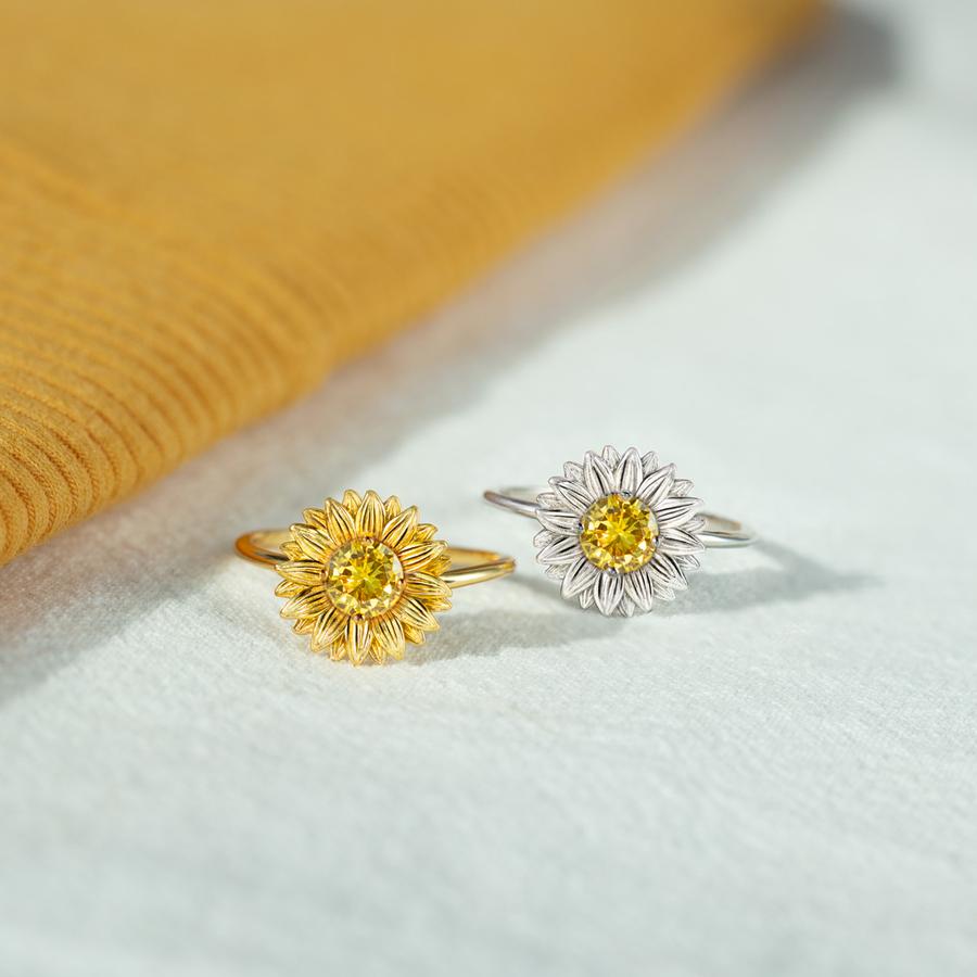 Personalized I Would Change the World for You Sunflower Ring