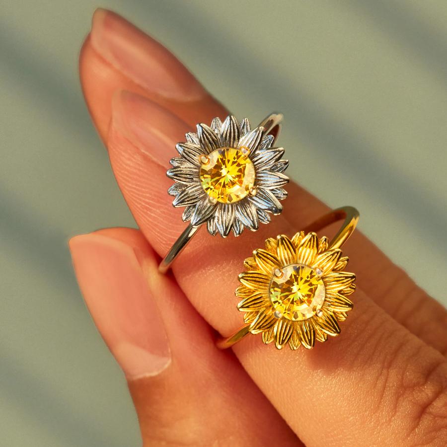 Personalized I Would Change the World for You Sunflower Ring