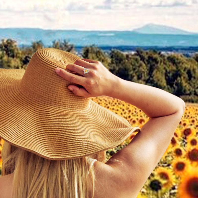Personalized I Would Change the World for You Sunflower Ring