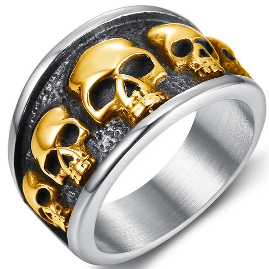 Retro stainless steel Gothic dead skull Halloween ring