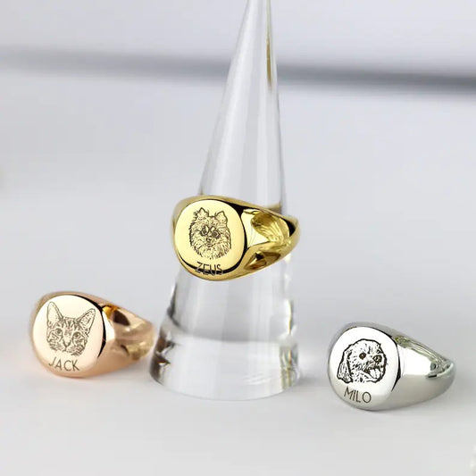 Personalized Minimalist Pet Portrait Ring