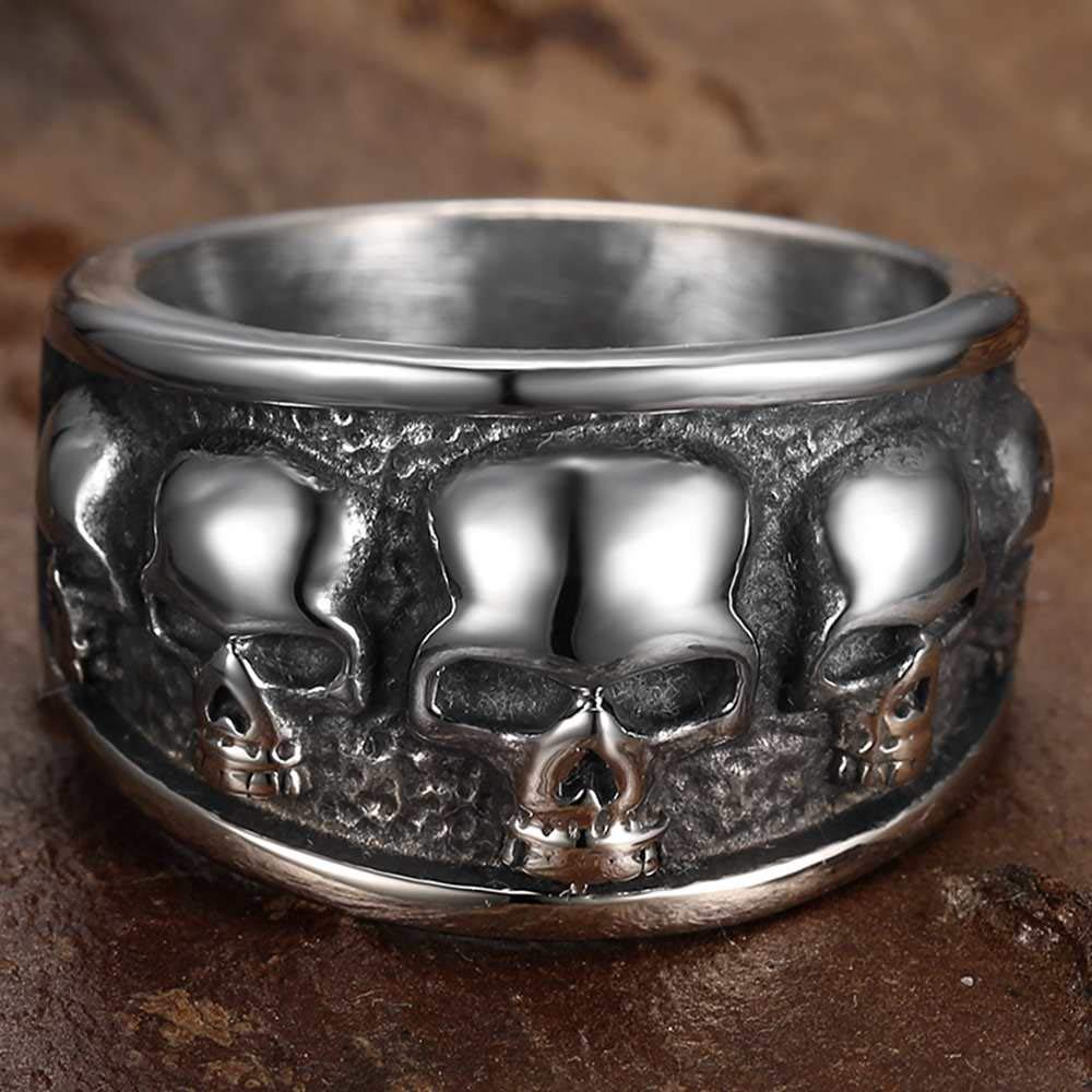 Retro stainless steel Gothic dead skull Halloween ring