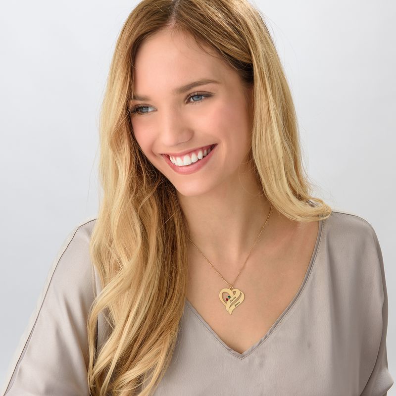 Two Hearts Forever One Necklace with Birthstones