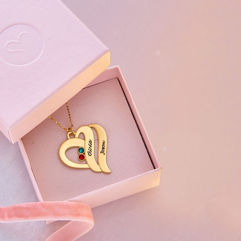 Two Hearts Forever One Necklace with Birthstones