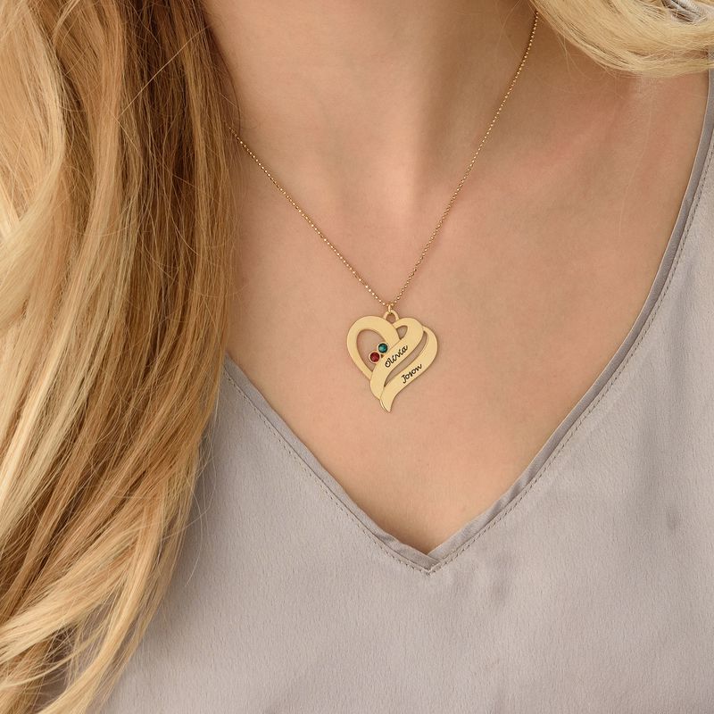 Two Hearts Forever One Necklace with Birthstones