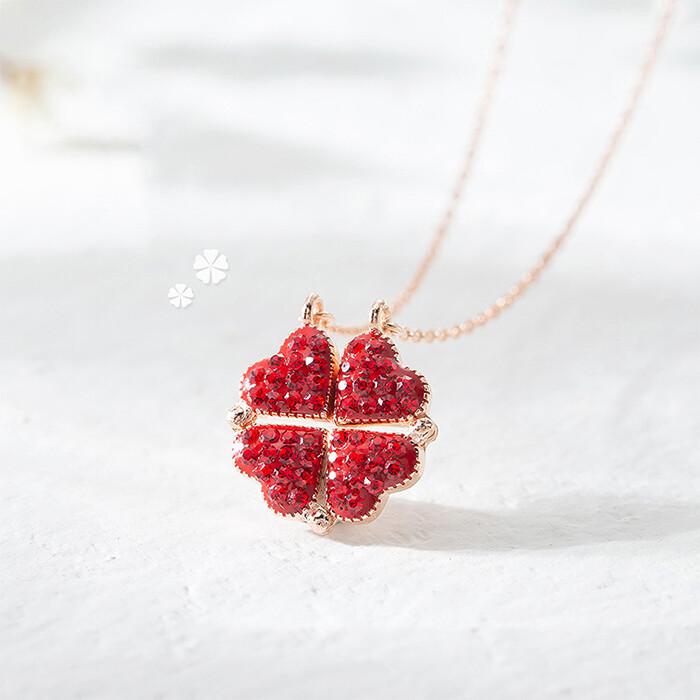 Magic Lucky Four Leaf Clover Necklace(Rose Gift Box Included)